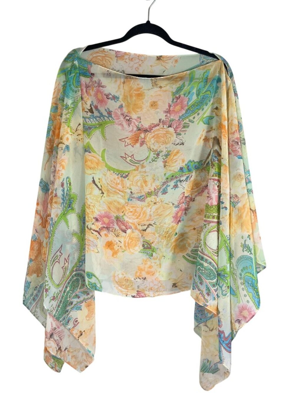 Colorful Floral Top 2X Boho Indie Festival Resort Preppy Paisley Artsy Retro 90s